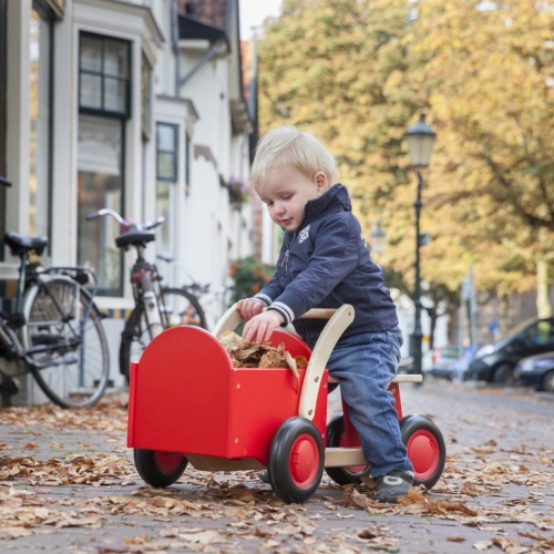 Nuovi giocattoli classici in legno triciclo rosso